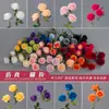 Flor Artificial de Rosa Redonda de Tres Cabezas Flor Artificial Arreglo de Boda Flor de Rosa Individual Adornos para Sala de Estar Flor de Seda Flor Decorativa Boda