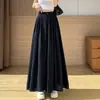 Pantalones de verano para mujer de lino y seda helada de pierna ancha con cintura semi-elástica, culottes casuales de algodón y lino plisados y fluidos Yamamoto
