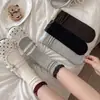 Calcetines para mujer para otoño e invierno, nuevo estilo coreano ins, calcetines de mujer con bloques de color, color liso, sin costuras, puño de burbujas, borde enrollado, calcetines de estilo ballet hasta la mitad de la pantorrilla