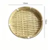 Cesta Redonda Tejida de Bambú Charola Pequeña para Snacks Charola para Dulces Snacks Semillas Charola Redonda Creativa para el Hogar Productos Pequeños Hechos a Mano de Bambú