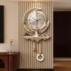 Reloj de Pared Moderno de Lujo Ligero para Fondo de Rejilla de TV Sala de Estar Pintura Decorativa Comedor de Gama Alta Comedor con Mural Luminoso