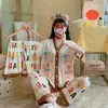 Kimono Nuevo Estilo al por Mayor Labubu Conjunto de Tres Piezas Pijamas Populares para Mujer Verano Comercio Exterior Transfronterizo Sudeste Asiático Ropa de Casa