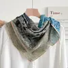 Pañuelo de Seda Morado Paisley de Dunhuang 70% Seda Artificial Pañuelo Cuadrado Pequeño para Mujer, Pañuelo de Estilo Étnico para la Cabeza y Protección del Cuello de Algodón y Lino para Primavera y Otoño