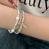 Pulseras Minimalistas en Capas para Mujer Moda Coreana Personalidad Temperamento Pulseras Estilo Ins Elásticas Hechas a Mano Joyería de Perlas Tendencia