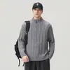 Cárdigan de Punto Trenzado para Hombre Anyang 2026 Otoño/Invierno con Cuello Alto, Cremallera, Suéter Chaqueta Casual de Cuello Semi-Alto para Venta Transfronteriza