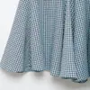 Ropa de Mujer al por Mayor Transfronteriza Primavera 2026 Nuevo Estilo Europeo y Americano Moda Falda Midi de Cuadros Pequeños Ondulados con Dobladillo Ancho