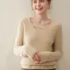 Elegante Suéter de Cachemira con Cuello en V para Mujer 2025 Nuevo Estilo Perezoso Suéter Simple de Punto Básico Versátil