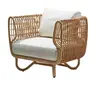 Conjunto de Sofá de Mimbre para Exteriores Patio Villa Jardín Terraza Ocio Creativo Silla de Ratán de Madera Maciza Muebles de Tres Piezas