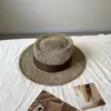 Sombrero de paja tejido de rafia estilo vacacional francés para mujer, sombrero de sol de ala ancha para playa en verano