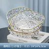 Plato de Fruta de Plástico con Borde Dorado y Diseño de Diamantes para Uso Doméstico, Plato de Bocadillos Multicolor para Sala de Estar, Hotel, Restaurante y Exhibición en Puesto