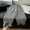 Pantalones Casuales de Primavera y Otoño para Niños, Pantalones Casuales Patchwork de Terciopelo de Algodón Europeo para Bebés y Niños Pequeños, Elegante Ropa de Otoño para Niños