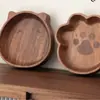 Bandeja Creativa de Madera Maciza con Forma de Pata de Gato de Nogal Plato de Cena de Dibujos Animados Lindo Bandeja de Almacenamiento Plato para Postres y Snacks del Hogar Plato para Café