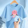 2435 # Camiseta de Verão Manga Curta 100% Algodão Infantil Nova Blusa de Verão Infantil Tendência Camiseta Meia-Manga Bebê Infantil Camiseta