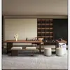 Mesa de Isla Minimalista de Madera Maciza Estilo Chino Moderno y Juego de Sillas y Mesa de Té para Hogar, Sala de Estar, Oficina, Tablero Grande, Nuevo Modelo de Gama Alta