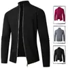 Comércio Exterior Amazon Outono e Inverno Novo Tricô Masculino Gola Alta Zíper Cardigan Tricô Jaqueta Masculina com Forro de Lã Jaqueta