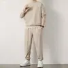 Conjunto de Moletom Waffles Transfronteiriço Solto Casual Outono e Inverno Novo Gola Redonda Masculino Manga Longa Calças Roupas Juvenis