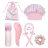 Kit de Cuidados com os Cabelos Rosa Girly Transfronteiriço, Máscara de Dormir para os Olhos, Touca para Cabelo, Pente Dobrável, Escova de Cabelo, Pente de Cabelo, Conjunto de Oito Peças