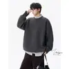 Suéter GoodNorth unissex de gola redonda com caimento solto, um top de malha versátil de cor sólida em estilo retrô japonês, perfeito para outono e inverno