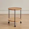 Mesa Auxiliar de Carrito de Doble Capa de Moda Mesa Auxiliar de Sofá Mesa Pequeña Mesa Redonda Pequeña para Sala de Estar Mesa de Noche Simple Estante de Esquina Estante de Almacenamiento