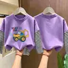 Camiseta de manga larga para niño 2026 nuevo modelo, camiseta básica de dibujos animados para niño, camiseta interior de algodón puro a rayas para otoño, estilo primavera y otoño