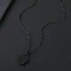 Collar Transfronterizo Europeo y Americano de Acero Inoxidable Ovalado en Blanco Material sin Palabras Regalo de Vacaciones Collar de Acero Inoxidable Grabado