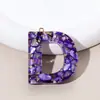 Llavero de 26 Letras Más Vendido por el Fabricante, Piedra Morada, Colgante Pequeño Semiacabado, Resina, Accesorios de Joyería DIY para Mujeres