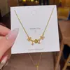 Collar cuadrado pequeño de circón ultrabrillante estilo coreano para mujer, lujo ligero, elegante, cadena para clavícula de acero de titanio de alta gama, venta al por mayor