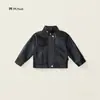 Chaqueta de Cuero de Solapa Grande de Manga Larga para Niñas 2025 Otoño Nuevo Estilo Coreano Chaqueta de Motocicleta para Niños y Niños de Mediana Edad