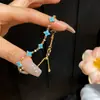 Mar Azul Trama Sonhos! Pulseira Flor Banhada a Ouro Real 18k com Zircônia Azul, Pulseira de Luxo Leve de Nicho, Joias de Alta Qualidade