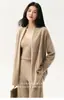 Bai Cai Rong 100% caxemira nova malha 2026 outono e inverno novo cardigã slim-fit malha base camada externa