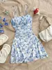 Vestido de Tirantes Floral Francés Nuevo Transfronterizo Europeo y Americano Primavera y Verano 2026, Vestido de Tirantes Sexy para Vacaciones que Ceñe la Cintura para Mujeres