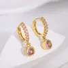 Pendientes Más Vendidos Transfronterizos con un Toque de Lujo Ligero y Gama Alta, Aros de Oreja Electroplateados en Oro Real con Circonita Microincrustada, Clips para Orejas de Gama Alta de Nicho
