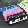 Novo estojo criativo para lápis de estudante, estojo quadrado para lápis, estojo único para lápis, estojo para artigos de papelaria com notas musicais e piano, caixa de papelaria para atacado