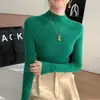 Moda Otoño e Invierno para Mujer, Suéter de Cachemir sin Costuras de Canalé de Cuello Medio Alto Ajustado Versátil de Punto como Capa Base para Mujer