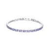 Pulsera Rectangular de Diamantes Morados de Moda Estilo Coreano para Mujer, Pequeña, Exquisita, Diseño de Alta Gama, Versátil, Completamente de Diamantes, Pulsera Simple de Moda