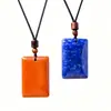 Colgante de cristal natural "Sin Preocupaciones", colgante cuadrado pulido de cristal amarillo y piedra en bruto de amatista, venta al por mayor de joyería de cristal