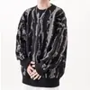 Suéter de rayas verticales color block estilo americano para hombre y mujer, nuevo jersey de otoño e invierno, chaqueta de punto informal holgada con cuello redondo de moda