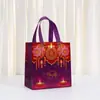 Bolsa Não Tecida Nova de Diwali Transfronteiriça, Linda Bolsa de Mão para o Festival da Lâmpada de Óleo Roxa, Bolsa Impermeável Criativa Personalizada para Levar