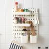 Estante de pared con agujeros para el hogar, sin perforaciones, para dormitorio, cocina, baño, estante de almacenamiento con ganchos para colgar en la pared