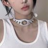 Cadena para el cuello de hombre negra estilo europeo y americano, collar de cuero PU punk rock hip-hop, correa para el cuello de mujer, collar con remaches de calavera, joyería para mujer