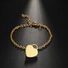 Pulseira de Aço Titânio Simples da Moda Mais Vendida com Padrão de Texto de Coração Cortado Personalizada em Aço Inoxidável 304 para Exportação