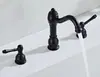 Heigu trefilado de níquel lavabo de tres agujeros grifo de agua fría y caliente mueble de baño bañera grifo de cobre juego de tres piezas tipo de asiento doble