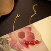 Yuexin S925 prata cabaça de açúcar pulseira feminina estilo étnico clássico texto sul vermelho ágata moda pulseira de trava de segurança