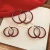 Pendientes de Aro Rojos Ankora Estilo Hong Kong Otoño e Invierno Nuevos Pendientes de Aro Lisos Pendientes Elegantes Simples y Elegantes Pendientes de Gama Alta