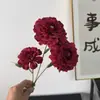 Nueva Flor Artificial Tres Cabezas Dragón Carpa Koi Peonía Decoración de Boda Flor de Seda Adornos de Decoración para el Hogar Flor de Peonía Koi