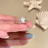 Anel de Concha com Gotejamento de Óleo e Zircônia de Camada Dupla, Estilo Férias na Praia, Anel Simples e Fashion para Dedo Indicador, Toque de Luxo Leve e Sofisticado, Joia Feminina