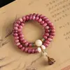Pulseira Bodhi popular rosa e roxa feita com pasta de sementes de ébano com acessórios de vagem de lótus, joias, novo estilo chinês para mulheres e homens, atacado