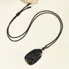Pingente de Obsidiana Natural Buda da Medicina, Estilo Chinês Unissex Amuleto Buda do Ano de Nascimento Joia Presente