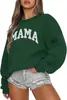 Sudadera europea transfronteriza talla grande 2025 nueva con cuello redondo, estilo coreano, estampado nuevo de letras MAMA, top holgado para mujer, colorido