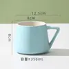 Taza de Cerámica Creativa y Sencilla, Vaso de Agua Redondo con Asa, Taza de Té para Habitación de Hotel, Taza de Regalo, Taza de Café, Taza de Té con Leche